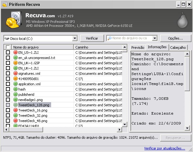 Existem duas modalidades de interface do Recuva! Existem duas modalidades de interface do Recuva!